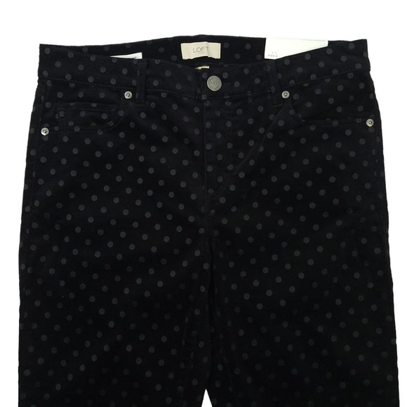 Loft Outlet Modern Skinny Black Velvet Gray Dot Jeans Womens Size 8 Pants NEW - Picture 8 of 14